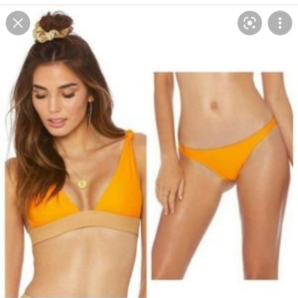 ElleJay Orange and Tan Two Piece Bikini. Size Medium.